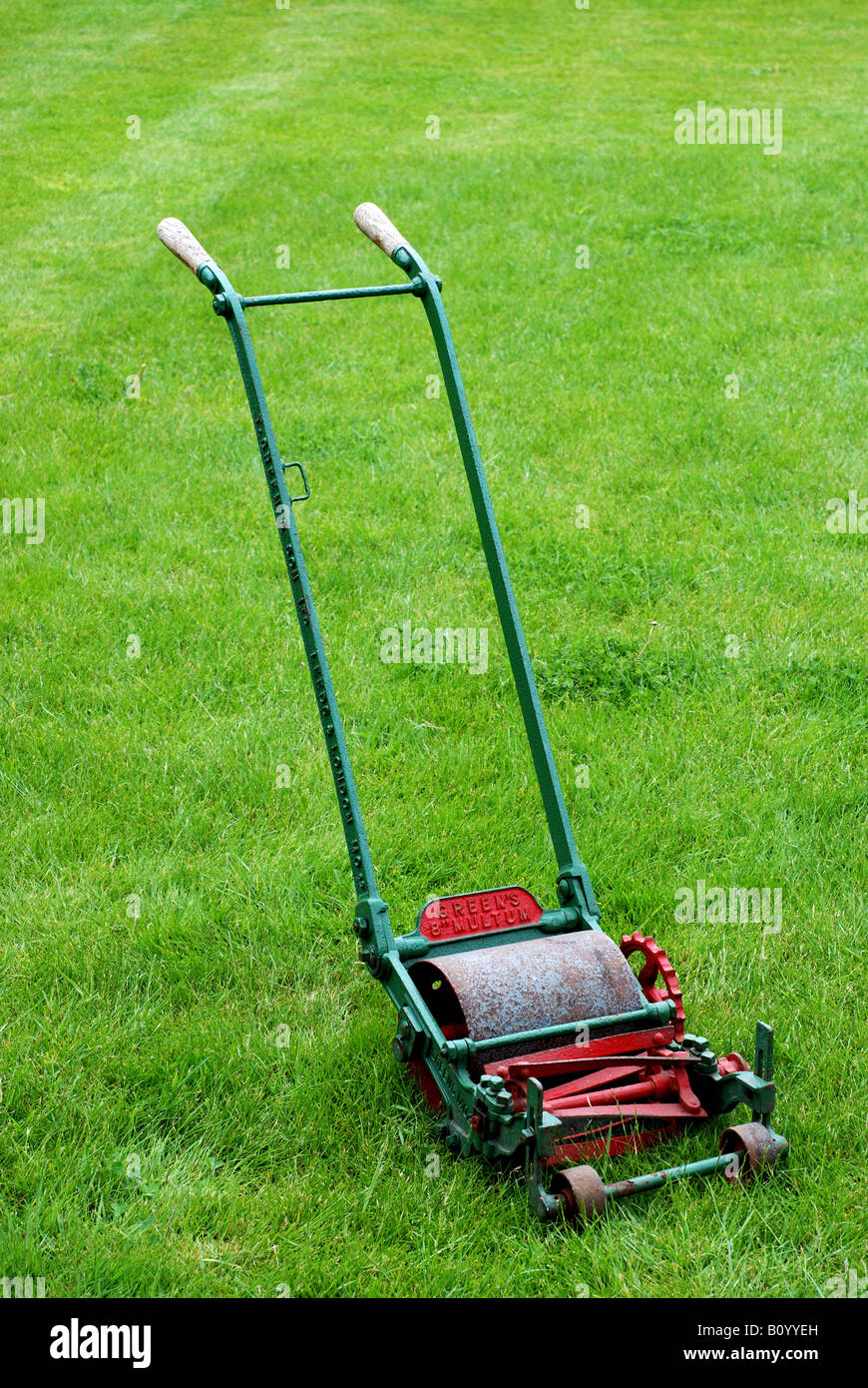 Green`s 8 inch Multum in Parvo lawnmower, UK Stock Photo